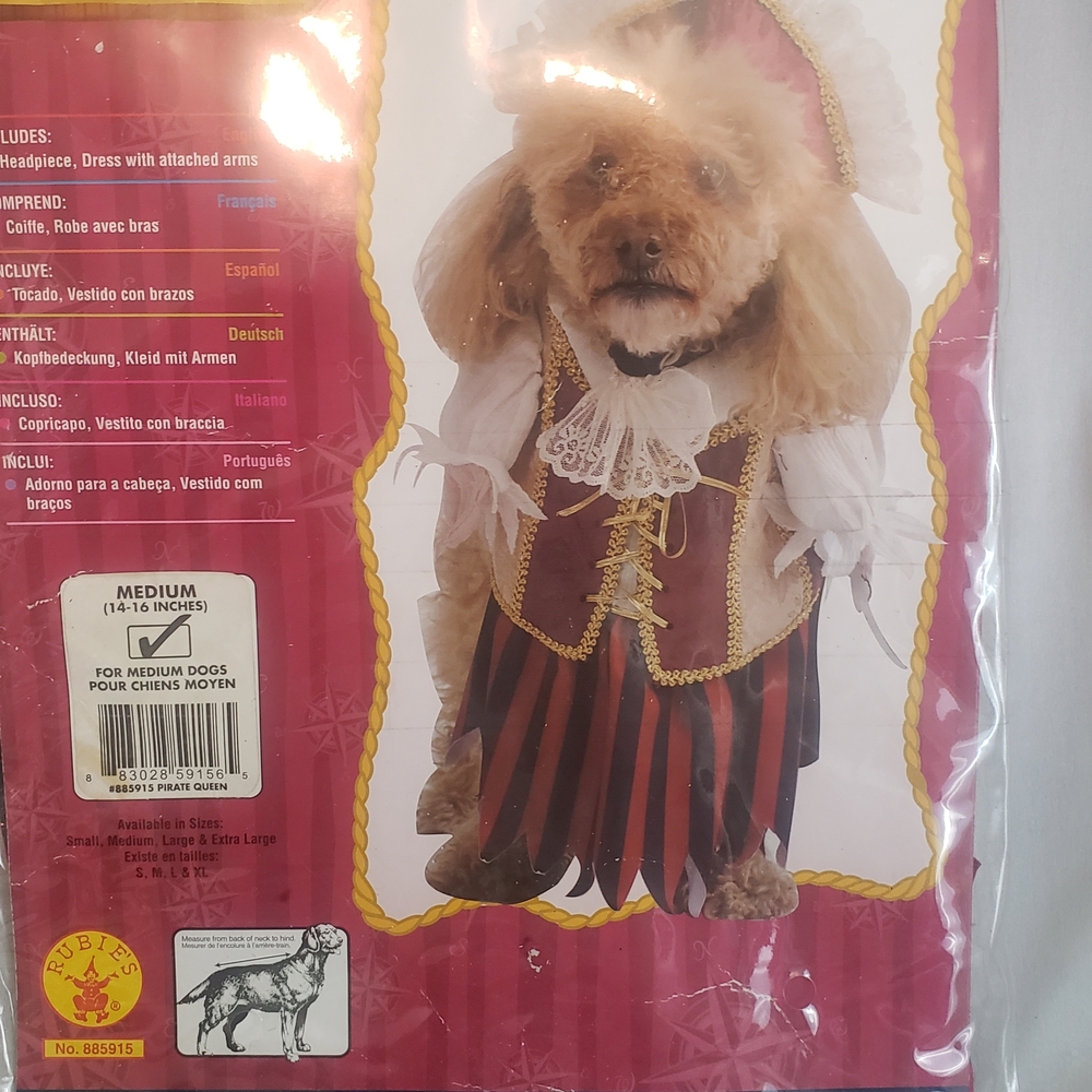 Rubie's Pirate Dog Costume - Red and White